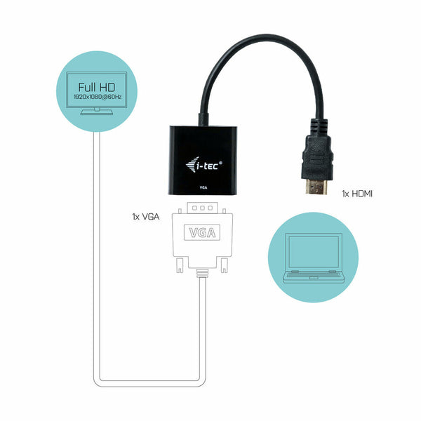 Adattatore HDMI con VGA i-Tec HDMI2VGAADA Nero 15 cm