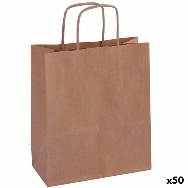 Taschen Apli Kraft Papier 18 x 8 x 21 cm Braun Mit Griffen 50 Stück