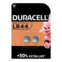 Batterie a Bottone Alcaline DURACELL LR44 1,5 V (2 Unità)