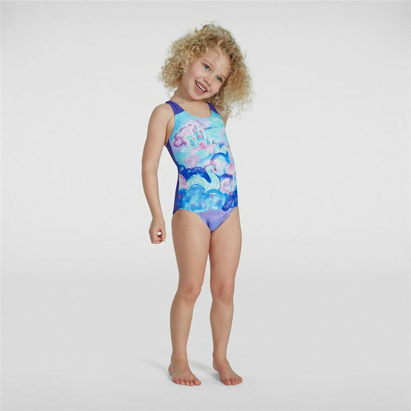 Costume da Bagno Bambina Speedo Digital Placement Azzurro