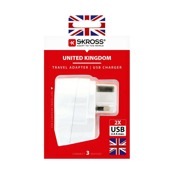 Adattatore di Corrente Skross 1500280 USB x 2 Europeo Regno Unito