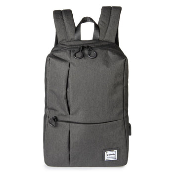 Rucksack mit Power Bank und Fach für Tablet und Laptop Celly URBANBACKBK Schwarz Grau