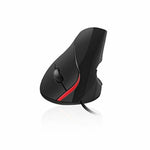 Mouse Ergonomico Ottico Ewent EW3156 1000 dpi USB Nero Rosso/Nero