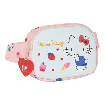 Marsupio Hello Kitty Happiness girl Rosa Bianco (14 x 11 x 4 cm)