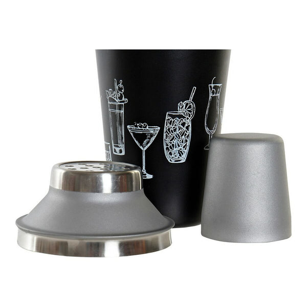 Cocktail-Shaker DKD Home Decor Schwarz Silberfarben Edelstahl Kunststoff 9,5 x 9,5 x 22 cm