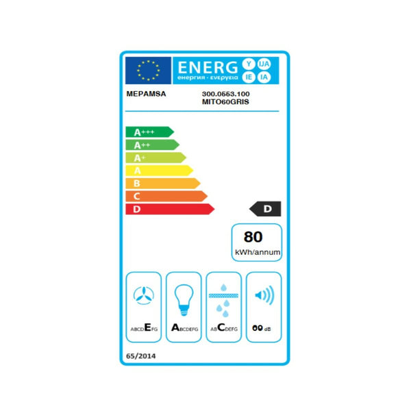 Konventioneller Rauchfang Mepamsa 110.0150.994 60 cm 490 m3/h 66 dB 140W Grau