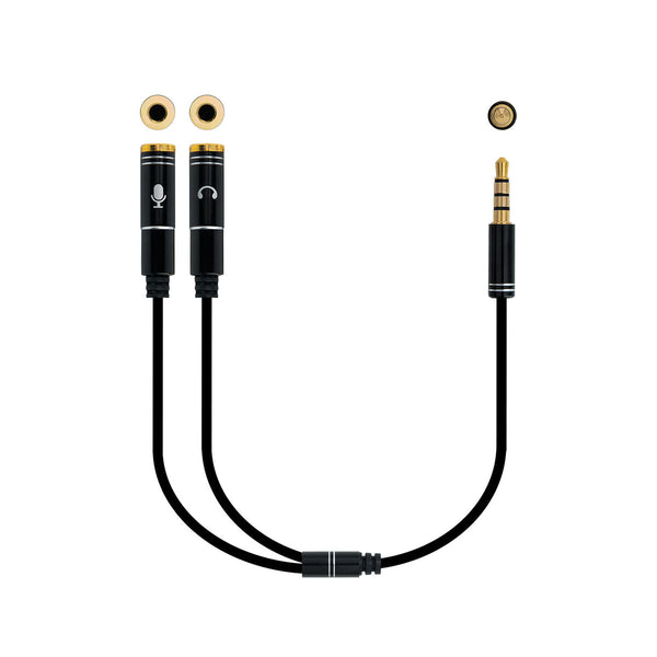 Cavo Audio Jack (3,5 mm) Divisore NANOCABLE 10.24.1202 Bianco Nero