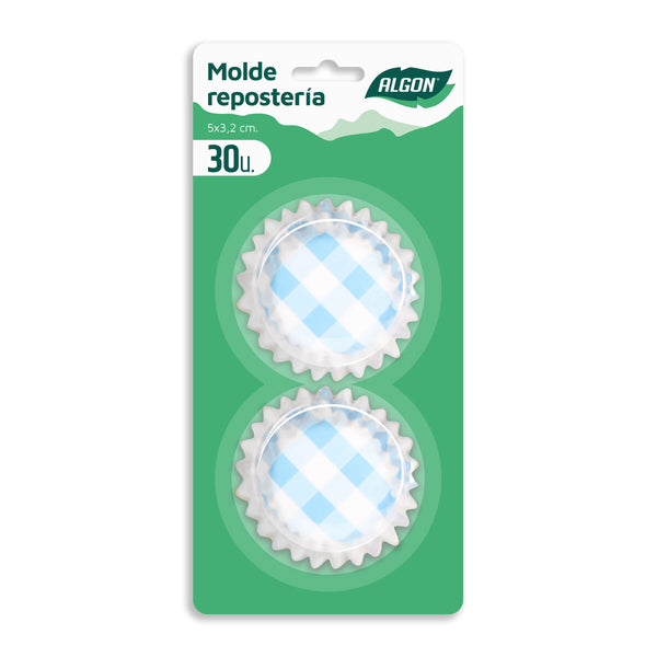 Teglia per Muffin Algon Righe Azzurro Monouso 5 x 3,2 cm 30 Unità