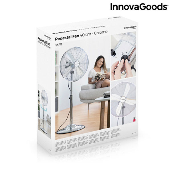 Ventilatore a Piantana Chrome Retro InnovaGoods Ø 40 cm 55W 55 W (Ricondizionati C)