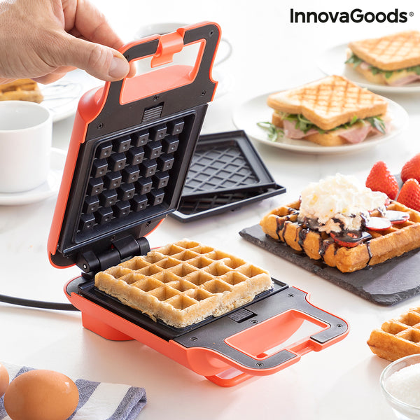 2-in-1 Waffel- und Sandwich-Maker mit Rezepten InnovaGoods Wafflicher (Restauriert A)