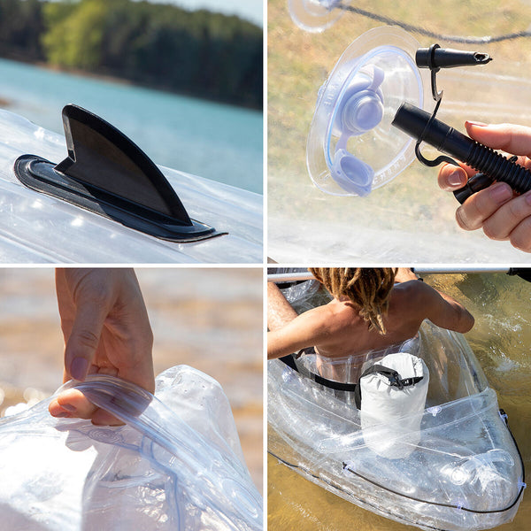 Kayak Gonfiabile Trasparente con Accessori Paros InnovaGoods 312 cm 2 posti (Ricondizionati B)