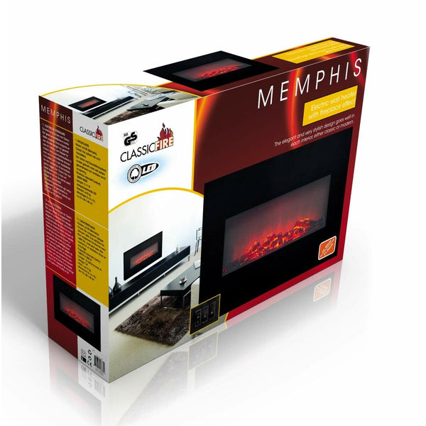 Camino Elettrico Decorativo da Parete Classic Fire Memphis Nero 1800 W