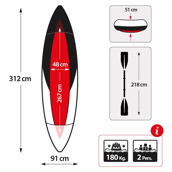 Kajak Intex Explorer K2 312 x 51 x 91 cm