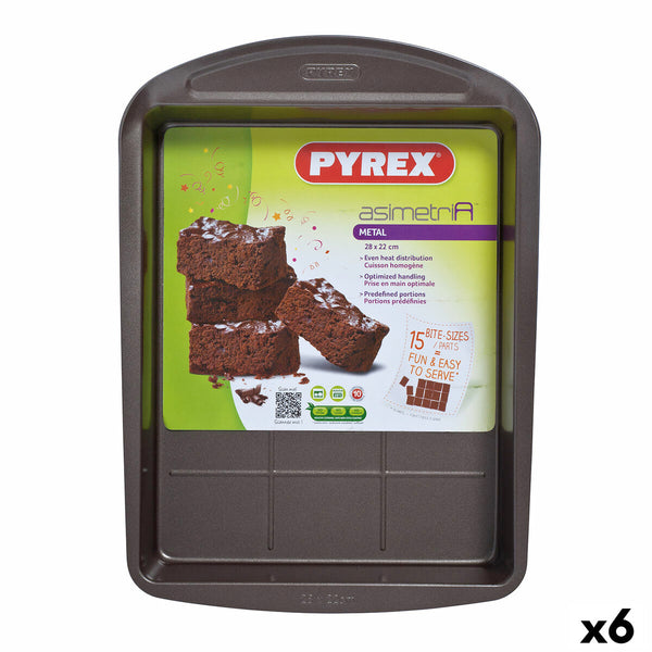 Stampo da Forno Pyrex Asimetria Rettangolare Nero 28 x 22 cm Metallo (6 Unità)