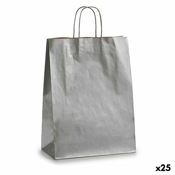 Papiertaschen Silberfarben (32 X 12 X 50 cm) (25 Stück)