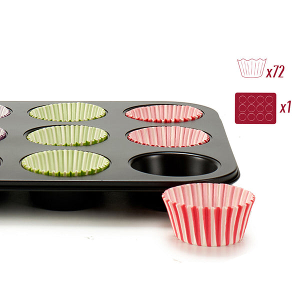 Teglia per Muffin Multicolore Vassoio da Forno (7 x 7 x 3 cm) (35 x 3 x 26,5 cm) (12 Unità)