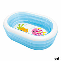 Aufblasbares Planschbecken für Kinder Intex 230 L Blau Weiß Oval 163 x 46 x 107 cm (6 Stück)