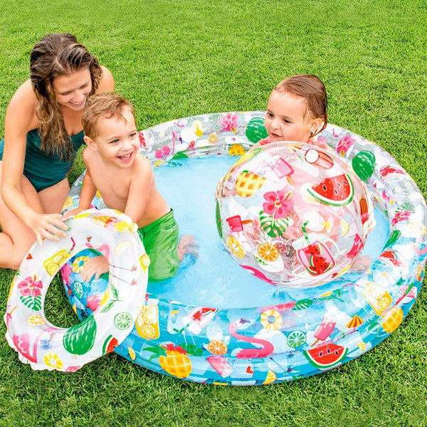 Piscina Gonfiabile per Bambini Intex Tropicale Anelli 122 x 25 cm 150 l (12 Unità)