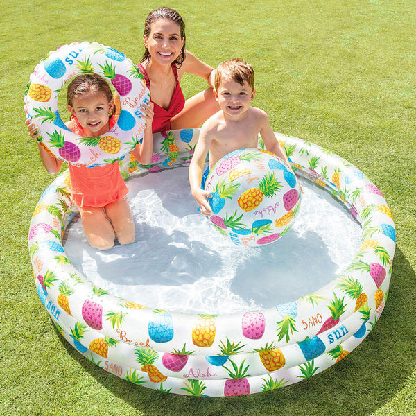 Piscina Gonfiabile per Bambini Intex Ananas Anelli 248 L 132 x 28 x 132 cm (12 Unità)