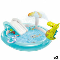 Piscina Gonfiabile per Bambini Intex Coccodrillo Parco giochi 201 x 84 x 17 cm (3 Unità)