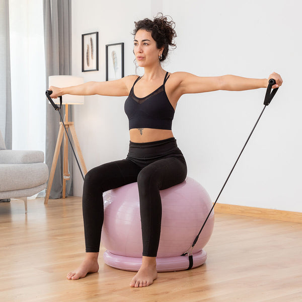 Yoga-Ball mit Stabilitätsring und Widerstandsbändern Ashtanball InnovaGoods