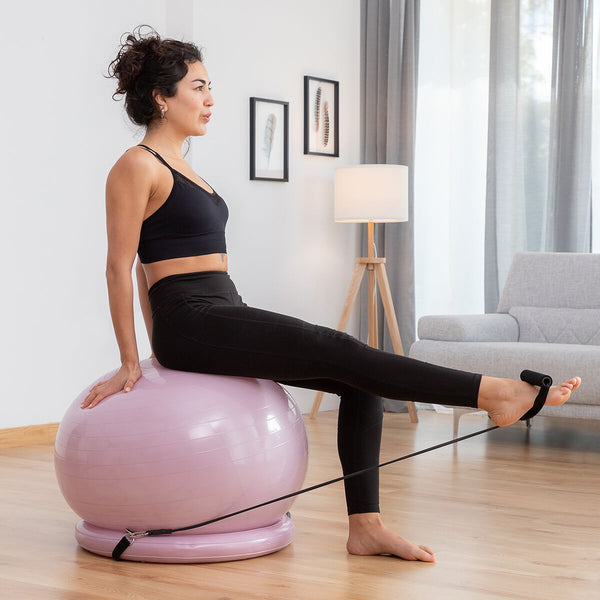 Gym Ball con Anello di Stabilità e Fasce di Resistenza AshtanBall InnovaGoods Rosa (Ricondizionati B)