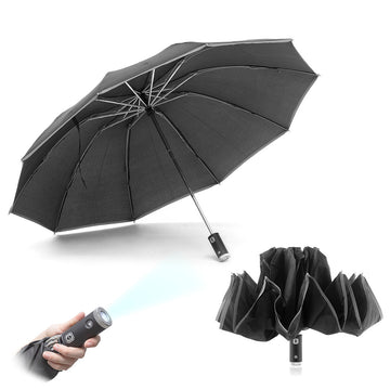 Ombrello Pieghevole Inverso con LED Folbrella InnovaGoods Nero (Ricondizionati A)