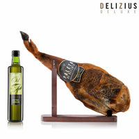 Set di Spalla di Prosciutto Iberico di Bellota, Olio d’Oliva e Porta Prosciutto Delizius Deluxe