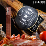 Set di Prosciutto Iberico di Bellota, Olio d’Oliva e Porta Prosciutto Delizius Deluxe