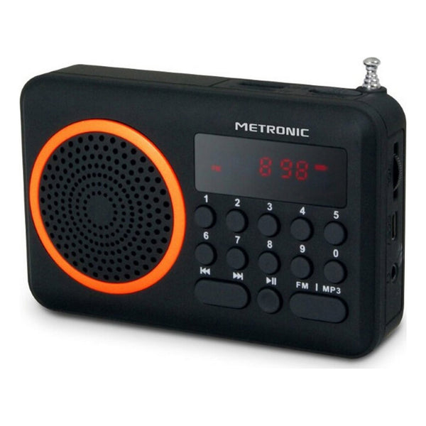 Tragbares Radio METRONIC FM USB Micro SD Schwarz